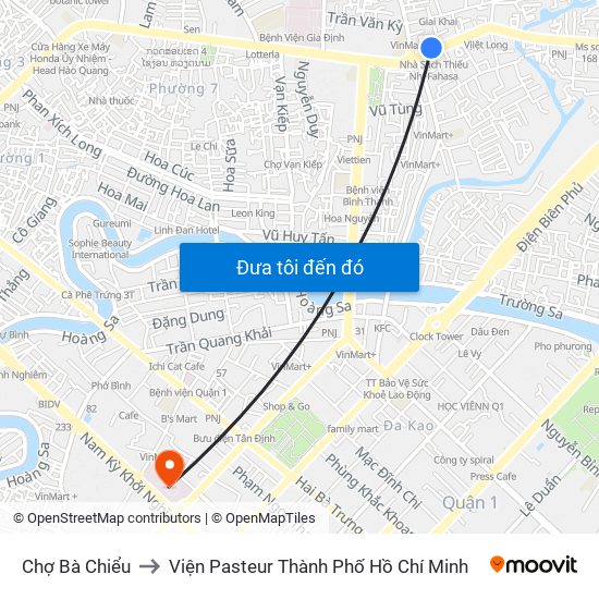 Chợ Bà Chiểu to Viện Pasteur Thành Phố Hồ Chí Minh map