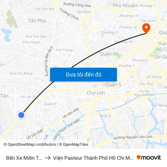 Bến Xe Miền Tây to Viện Pasteur Thành Phố Hồ Chí Minh map