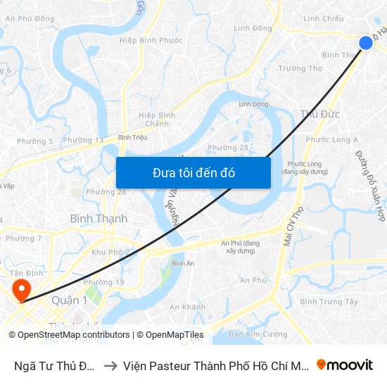 Ngã Tư Thủ Đức to Viện Pasteur Thành Phố Hồ Chí Minh map