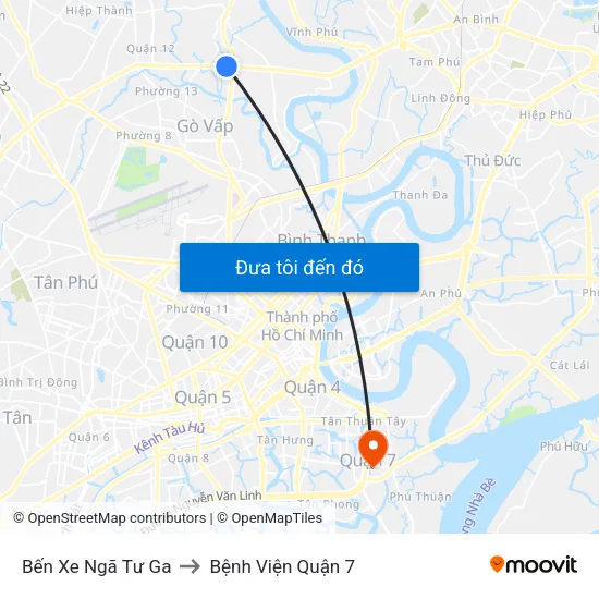 Bến Xe Ngã Tư Ga to Bệnh Viện Quận 7 map