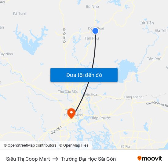 Siêu Thị Coop Mart to Trường Đại Học Sài Gòn map