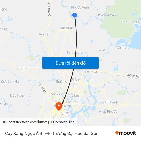 Cây Xăng Ngọc Ánh to Trường Đại Học Sài Gòn map