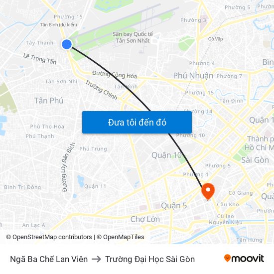 Ngã Ba Chế Lan Viên to Trường Đại Học Sài Gòn map