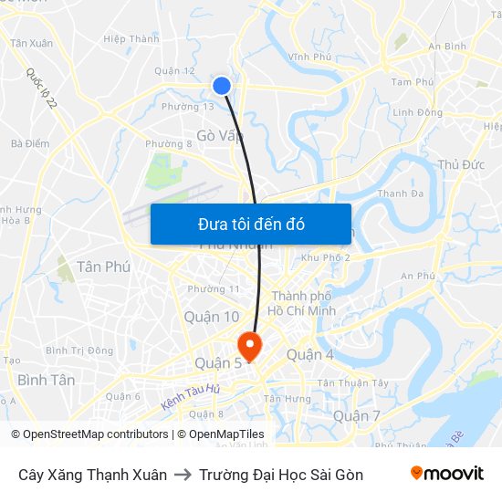 Cây Xăng Thạnh Xuân to Trường Đại Học Sài Gòn map