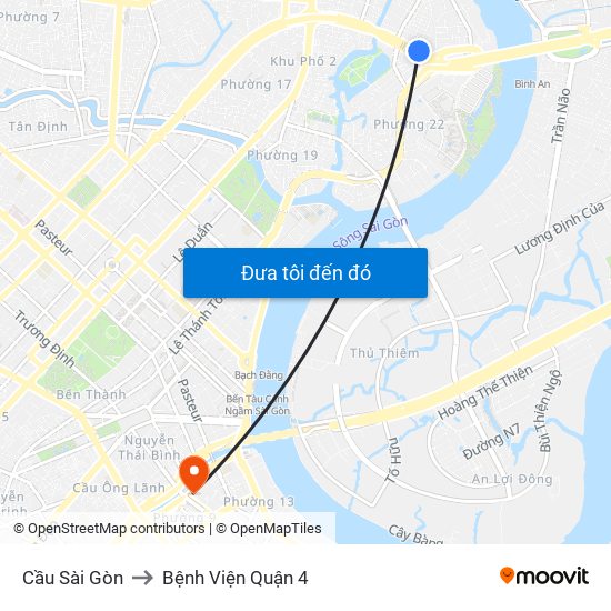 Cầu Sài Gòn to Bệnh Viện Quận 4 map