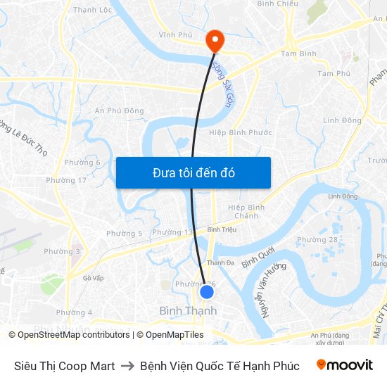 Siêu Thị Coop Mart to Bệnh Viện Quốc Tế Hạnh Phúc map