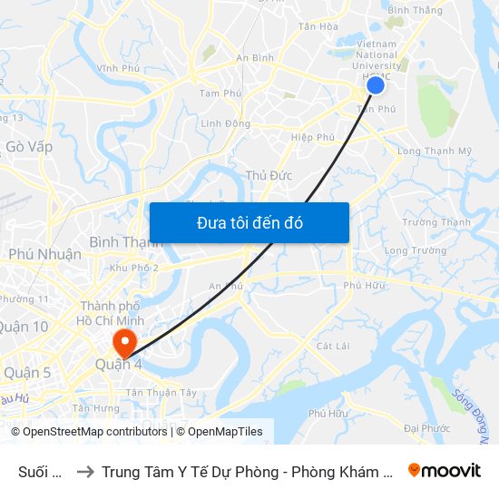 Suối Tiên to Trung Tâm Y Tế Dự Phòng - Phòng Khám Tiêm Phòng map