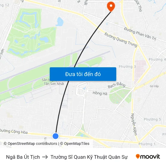 Ngã Ba Út Tịch to Trường Sĩ Quan Kỹ Thuật Quân Sự map