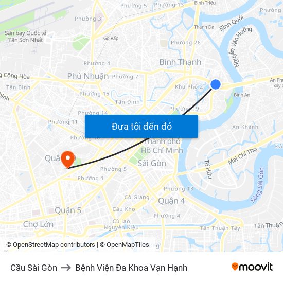 Cầu Sài Gòn to Bệnh Viện Đa Khoa Vạn Hạnh map