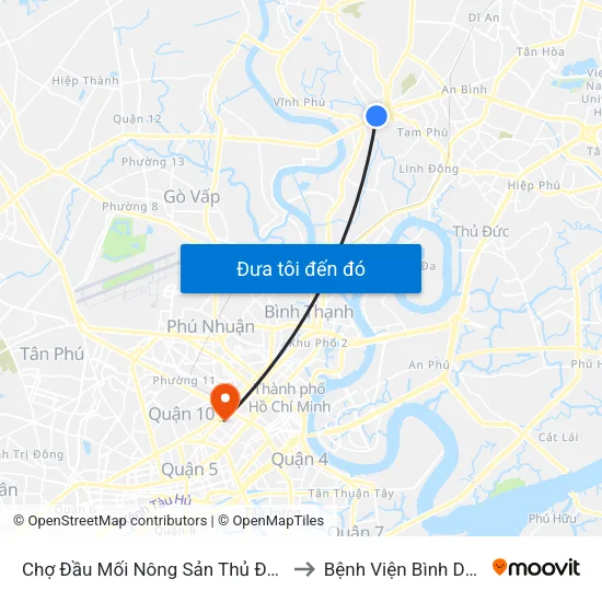 Chợ Đầu Mối Nông Sản Thủ Đức to Bệnh Viện Bình Dân map