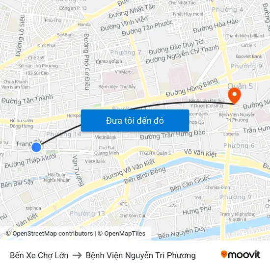 Bến Xe Chợ Lớn to Bệnh Viện Nguyễn Tri Phương map