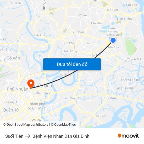 Suối Tiên to Bệnh Viện Nhân Dân Gia Định map