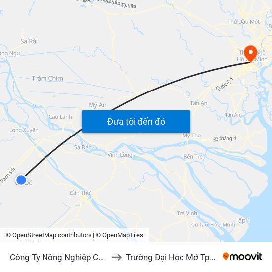 Công Ty Nông Nghiệp Cờ Đỏ to Trường Đại Học Mở Tphcm map