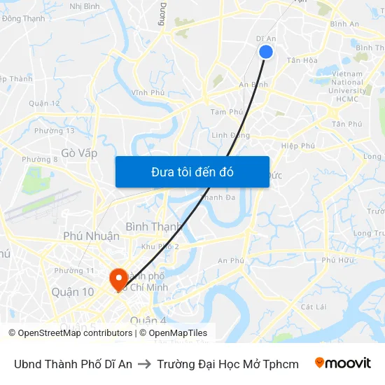 Ubnd Thành Phố Dĩ An to Trường Đại Học Mở Tphcm map