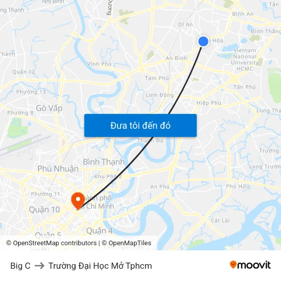 Big C to Trường Đại Học Mở Tphcm map