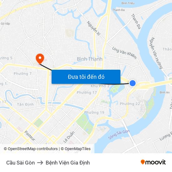 Cầu Sài Gòn to Bệnh Viện Gia Định map