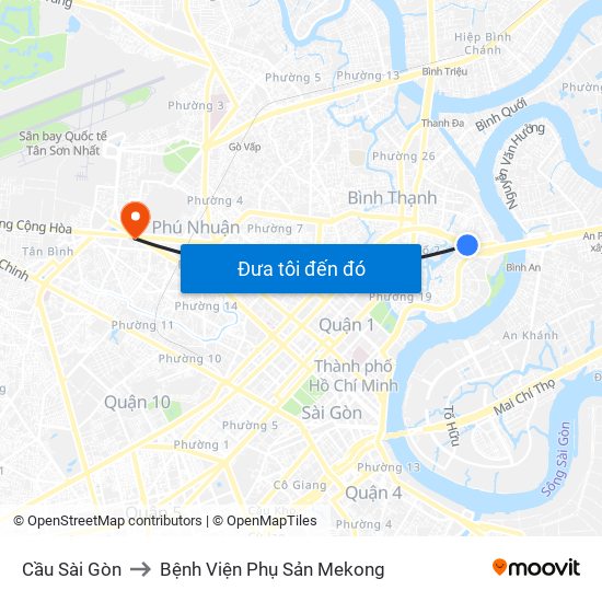 Cầu Sài Gòn to Bệnh Viện Phụ Sản Mekong map