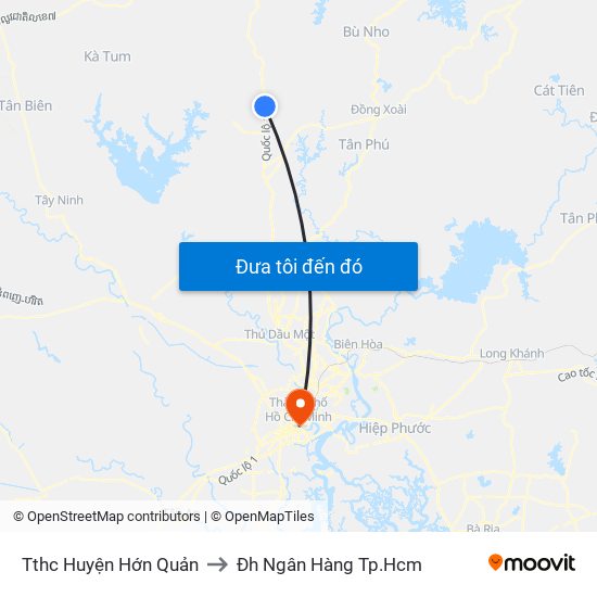 Tthc Huyện Hớn Quản to Đh Ngân Hàng Tp.Hcm map