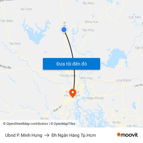 Ubnd P. Minh Hưng to Đh Ngân Hàng Tp.Hcm map