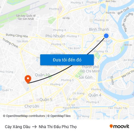 Cây Xăng Dầu to Nhà Thi Đấu Phú Thọ map