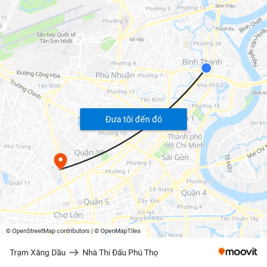 Trạm Xăng Dầu to Nhà Thi Đấu Phú Thọ map