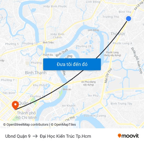 Ubnd Quận 9 to Đại Học Kiến Trúc Tp.Hcm map