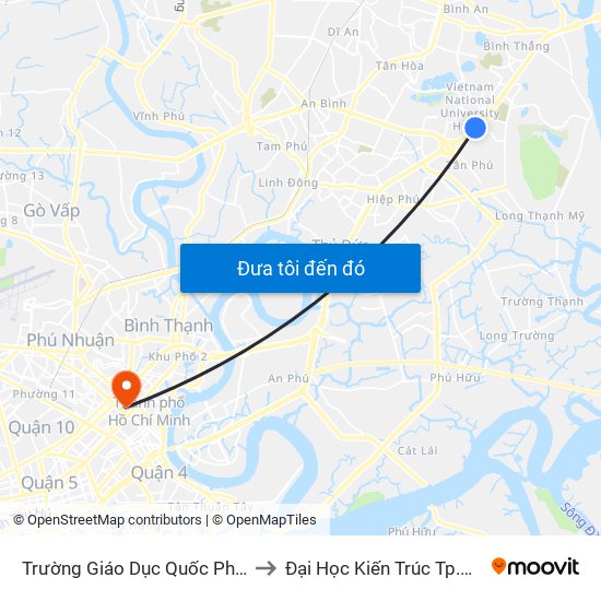 Trường Giáo Dục Quốc Phòng to Đại Học Kiến Trúc Tp.Hcm map