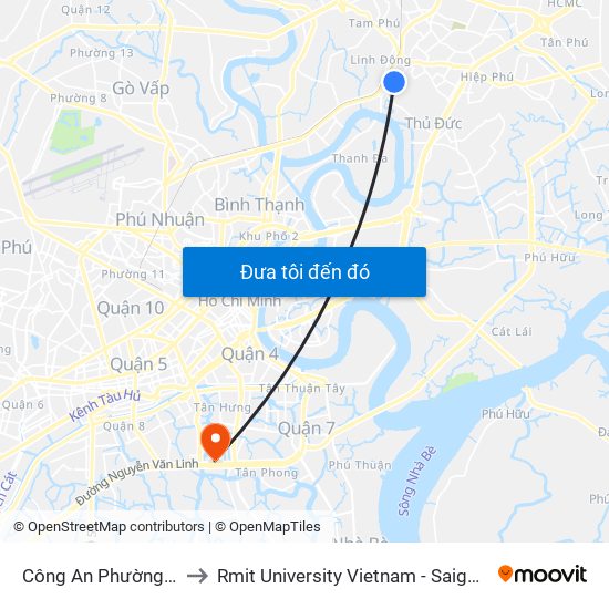 Công An Phường Linh Đông to Rmit University Vietnam - Saigon South Campus map