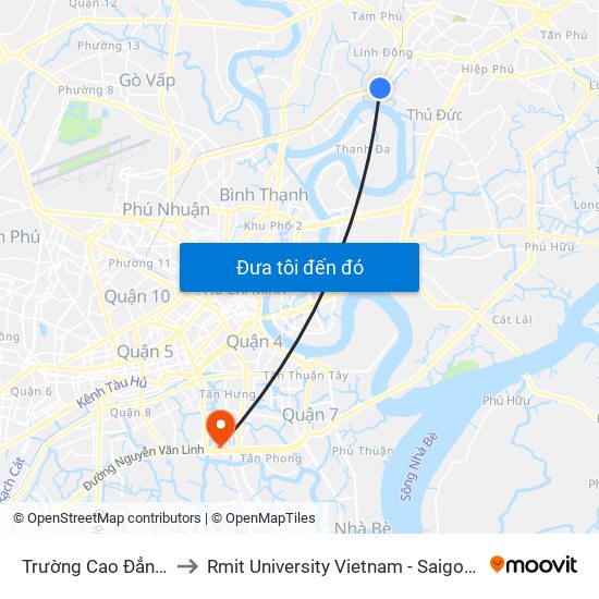 Trường Cao Đẳng Vinatex to Rmit University Vietnam - Saigon South Campus map