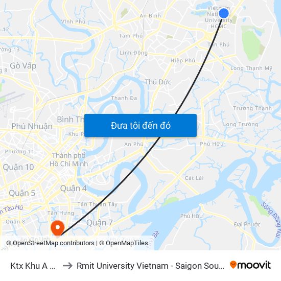 Ktx Khu A Đhqg to Rmit University Vietnam - Saigon South Campus map