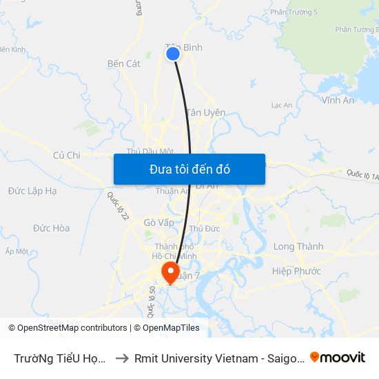TrườNg TiểU HọC Tân BìNh to Rmit University Vietnam - Saigon South Campus map