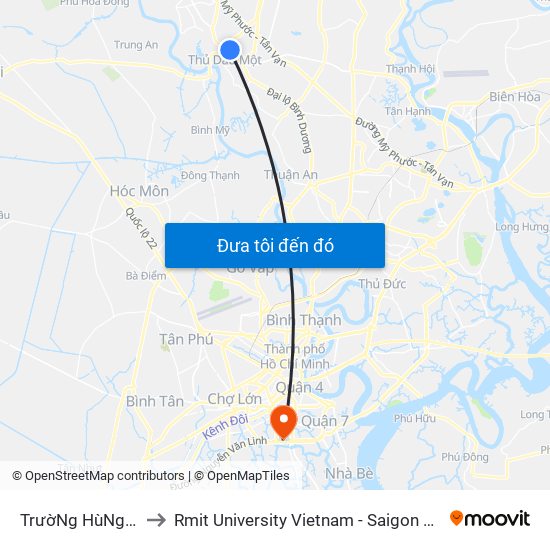 TrườNg HùNg Vương to Rmit University Vietnam - Saigon South Campus map