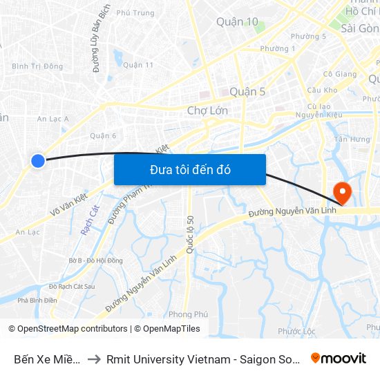 Bến Xe Miền Tây to Rmit University Vietnam - Saigon South Campus map