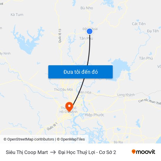 Siêu Thị Coop Mart to Đại Học Thuỷ Lợi - Cơ Sở 2 map