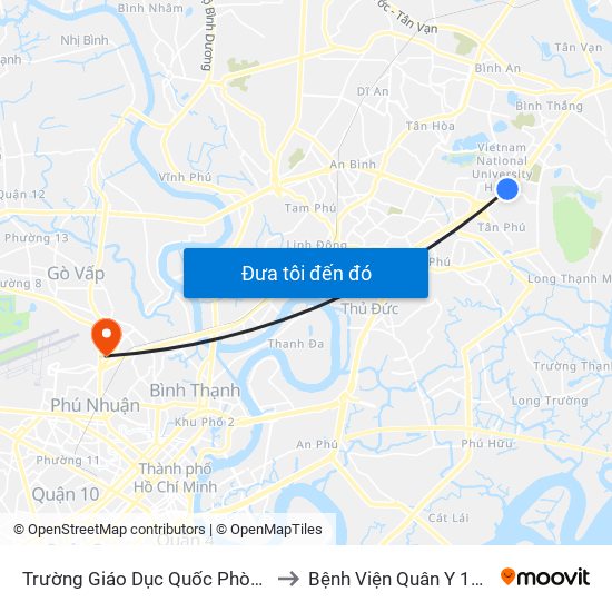 Trường Giáo Dục Quốc Phòng to Bệnh Viện Quân Y 175 map