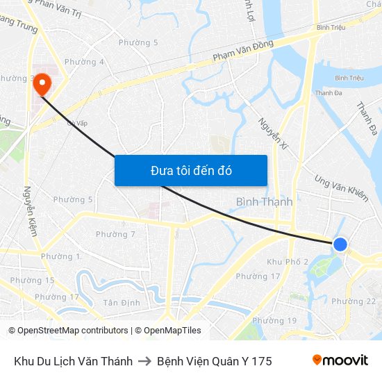 Khu Du Lịch Văn Thánh to Bệnh Viện Quân Y 175 map