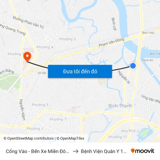 Cổng Vào - Bến Xe Miền Đông to Bệnh Viện Quân Y 175 map