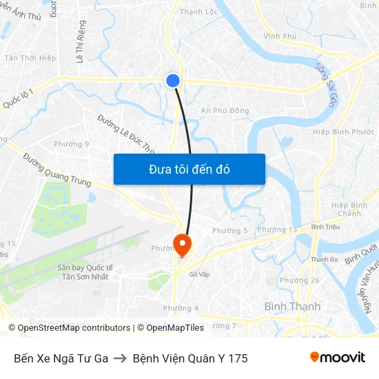 Bến Xe Ngã Tư Ga to Bệnh Viện Quân Y 175 map