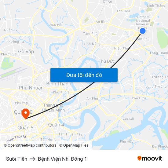 Suối Tiên to Bệnh Viện Nhi Đồng 1 map