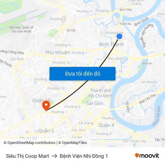 Siêu Thị Coop Mart to Bệnh Viện Nhi Đồng 1 map