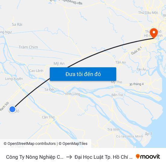 Công Ty Nông Nghiệp Cờ Đỏ to Đại Học Luật Tp. Hồ Chí Minh map