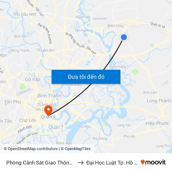 Phòng Cảnh Sát Giao Thông Long Bình to Đại Học Luật Tp. Hồ Chí Minh map