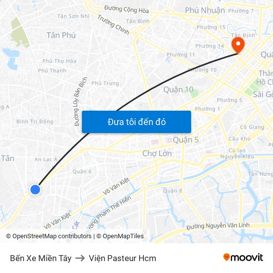 Bến Xe Miền Tây to Viện Pasteur Hcm map