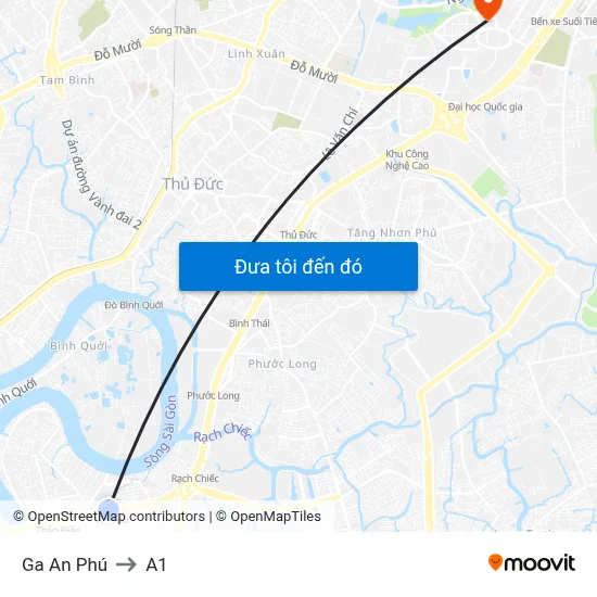 Ga An Phú to A1 map