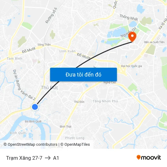 Trạm Xăng 27-7 to A1 map