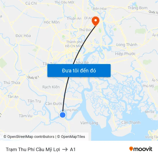 Trạm Thu Phí Cầu Mỹ Lợi to A1 map
