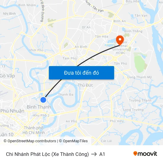 Chi Nhánh Phát Lộc (Xe Thành Công) to A1 map