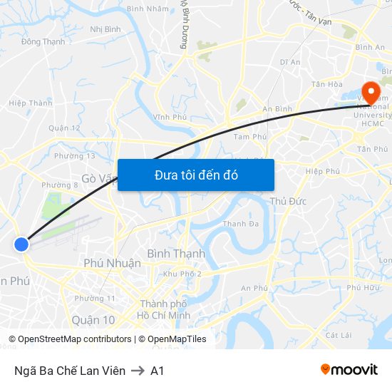 Ngã Ba Chế Lan Viên to A1 map