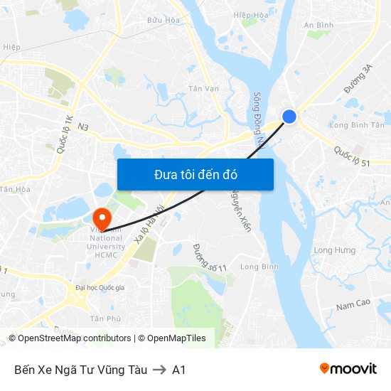 Bến Xe Ngã Tư Vũng Tàu to A1 map