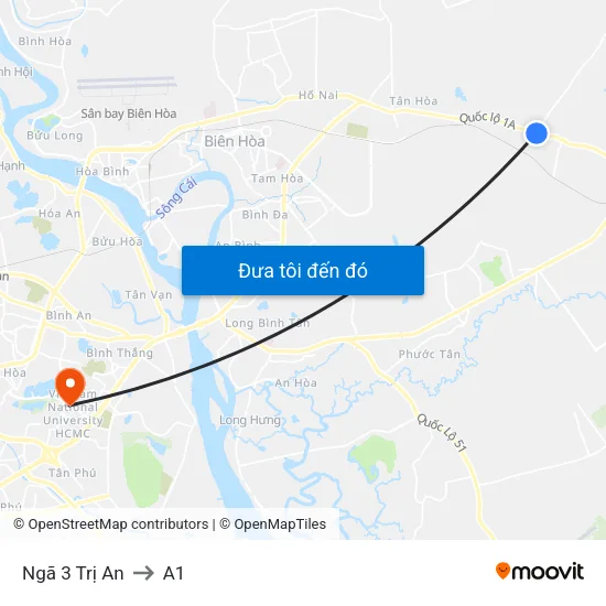 Ngã 3 Trị An to A1 map